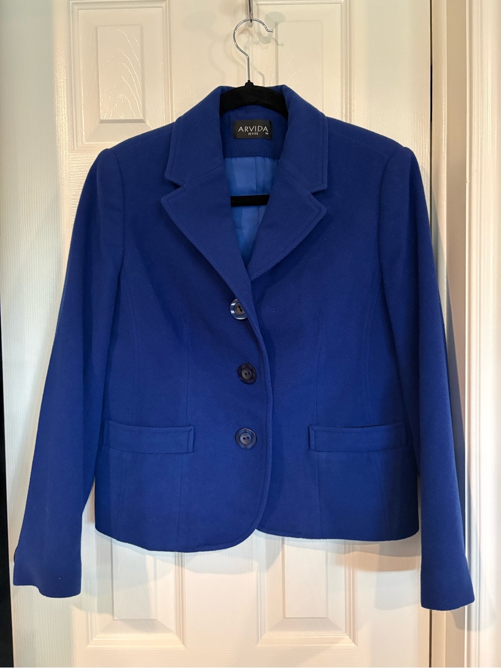 Arvida Royal Blue Structured Three-Button Wool Blazer